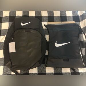 NEW Nike Brasilia XL Backpack and Drawstring Gymsack Bag Bundle Set BLACK